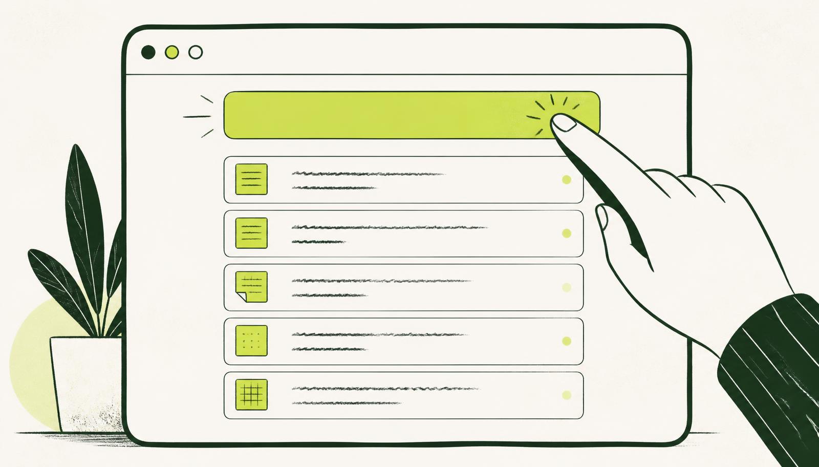 Notion Inbox database with a single + New button and a short list of raw, uncategorised captures